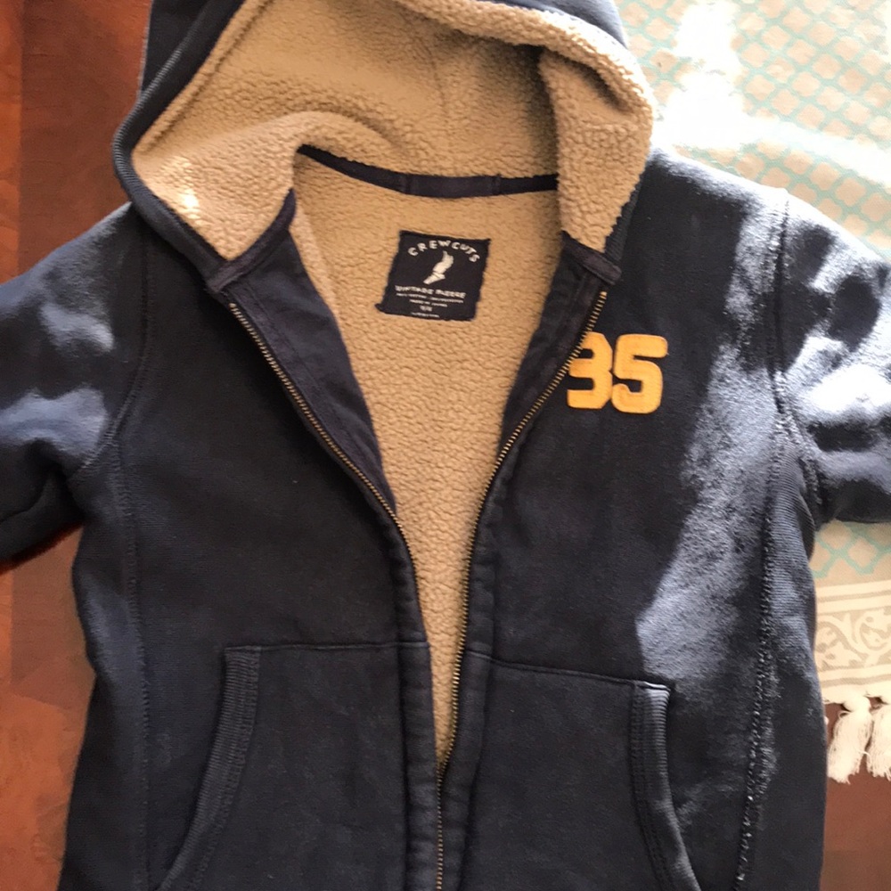 Crewcuts dark blue zip up hoodie, boy size 4/5